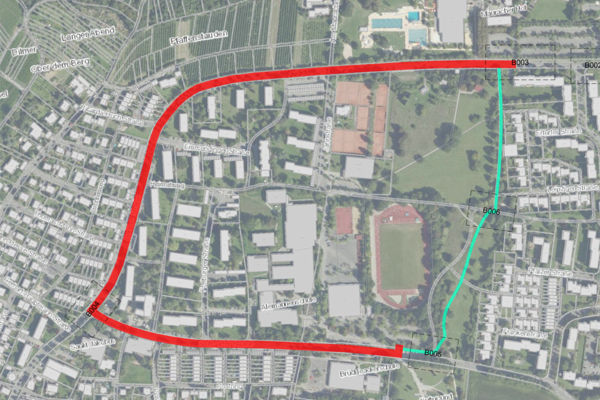 Streckenf�hrung Stadtpark